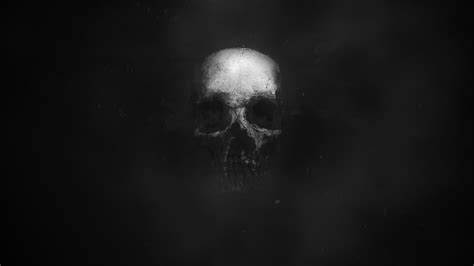 Premium stock video - Dark skull on mystical horror background abstract backdrop