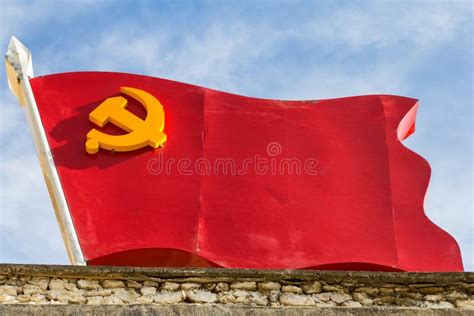 Flag of the Chinese Communist Party. Stock Image - Image of asia, wind: 73124505