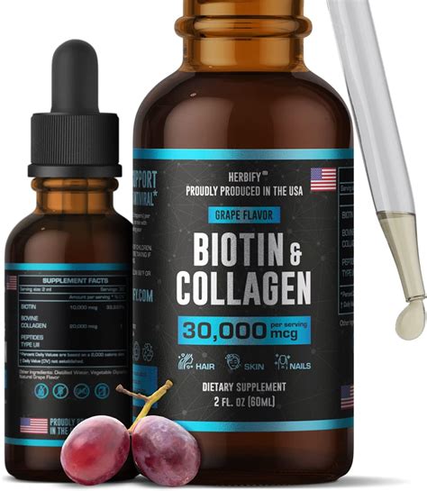 Amazon.com: Liquid Collagen & Biotin - Hair Growth Supplement - Hair Skin and Nails Vitamins ...