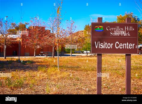 Visitor Center - Cerrillos Hills State park sign in Los Cerrillos, NM Stock Photo - Alamy