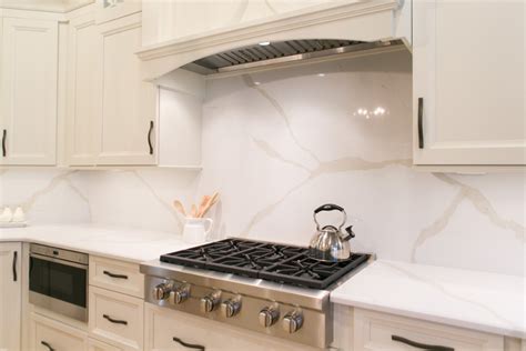 Solid Quartz Backsplash Kitchen - KBF Design Gallery