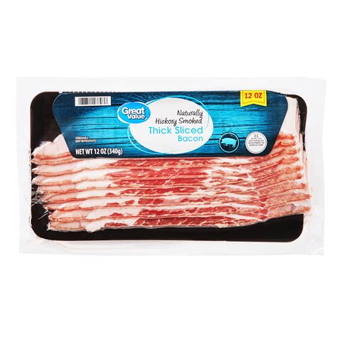 Great Value Hickory Smoked Thick Sliced Bacon, 12 oz - Walmart.com ...