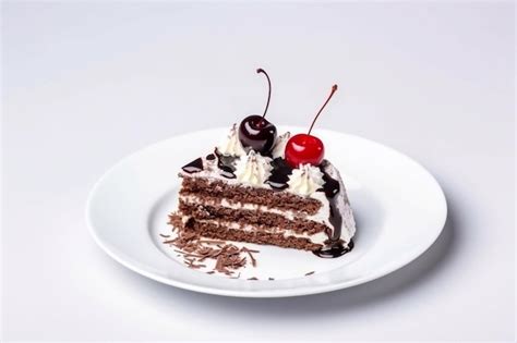 Premium AI Image | Black Forest cake slice on a plate Generative AI