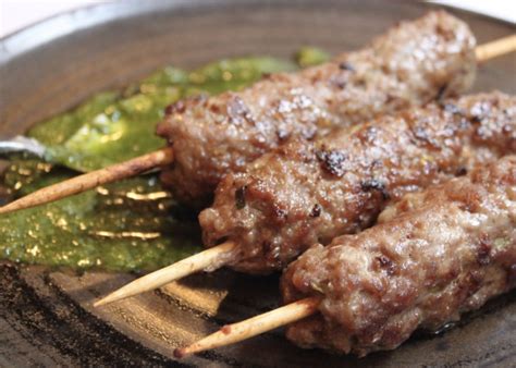 Michel Roux Jr's lamb mince skewers with coriander dip recipe