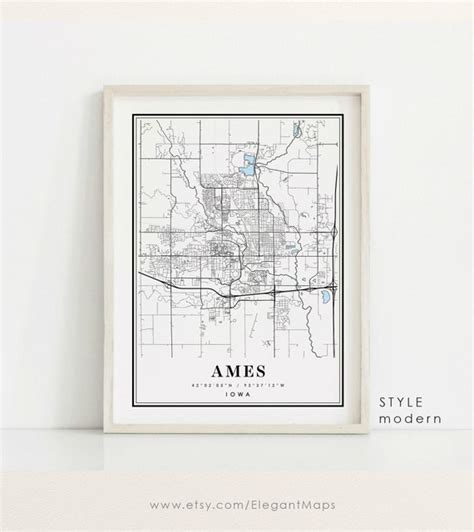 Ames Iowa Map Ames IA Map Ames City Map Ames Print Ames - Etsy