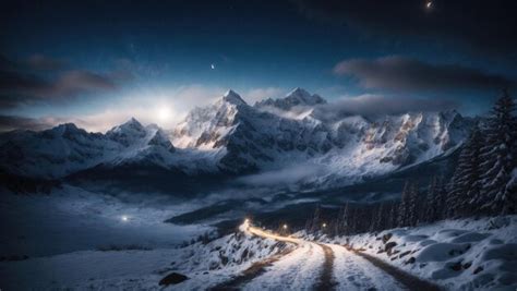 Premium AI Image | Snowy Mountain Night