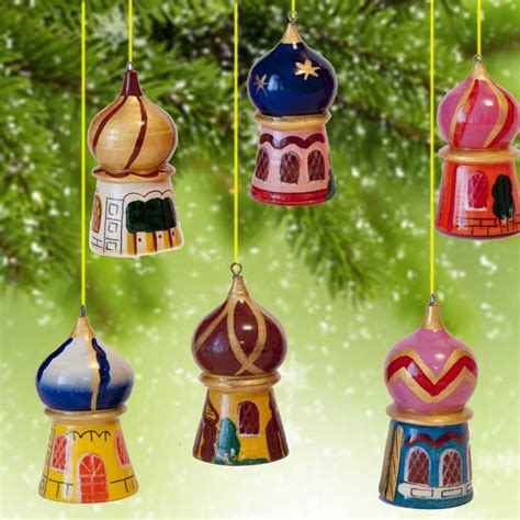 Wooden Christmas Ornaments Russian Domes - Painted Christmas Ornaments - Russian Christmas Ornaments