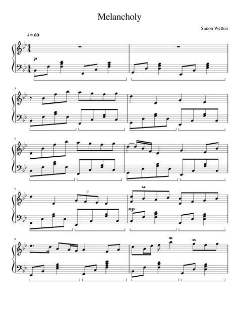 Melancholy (Original Composition) Sheet music for Piano (Solo) | Download and print in PDF or ...