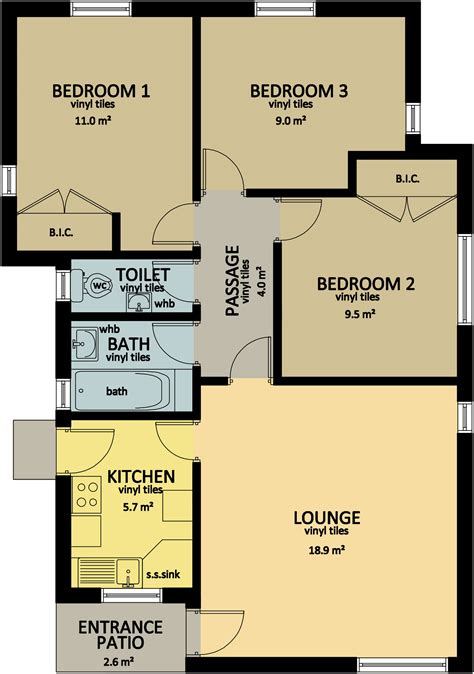 House Plans 3 Bedrooms In Botswana