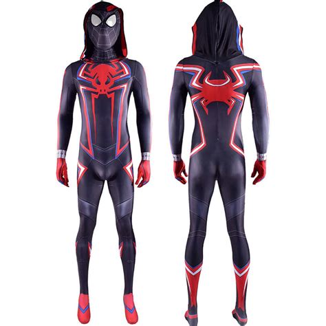 Spider-Man Miles Morales 2099 Hooded Cosplay Costumes Full Face Mask Adult Kids-Takerlama