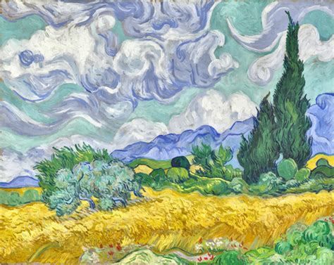 Wheat Field with Cypresses Vincent Van Gogh Contrast Enhanced - Openclipart