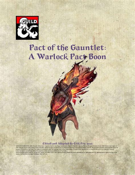 Pact of the Gauntlet - A Warlock Pact Boon - Dungeon Masters Guild | Dungeon Masters Guild