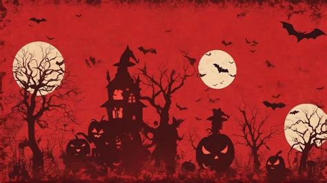 Premium AI Image | photo grunge red background with halloween silhouettes