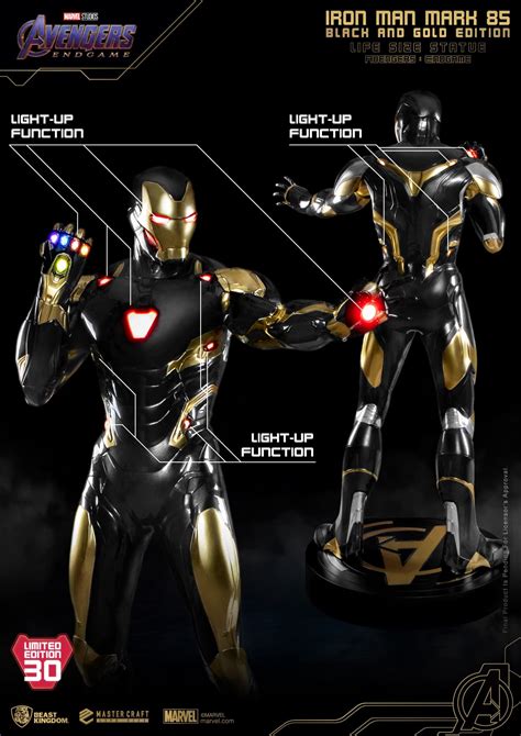 Life Size Iron Man Mark 85 Black & Gold Suit Debuts from Beast Kingdom