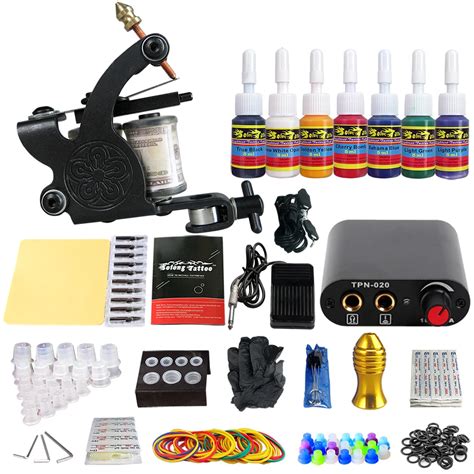 Solong Tattoo Complete Beginner Tattoo Kit Ink Set Needles Grips Tips ...