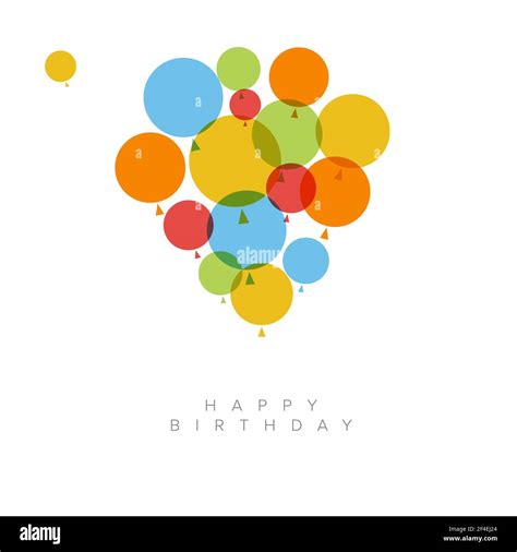 Happy birthday modern minimalist vector illustration design card template with color balloons on ...