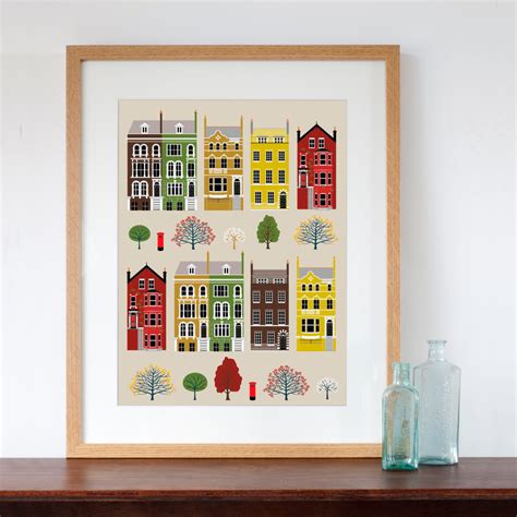 London Row Houses Art Print Autumn Fall Colours