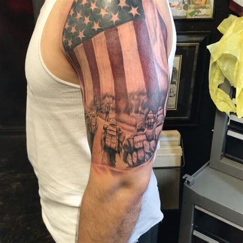 American Flag Soldier Tribute Tattoo | Veteran Ink