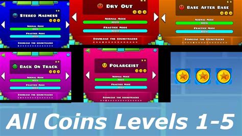 Geometry Dash Levels 1-5 All Coins Walkthrough - YouTube