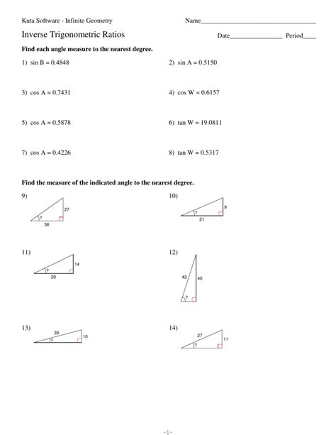 Trigonometric Ratios Worksheet Answers — db-excel.com