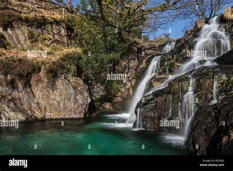 Waterfalls on the Watkins Path up to Snowdon, Snowdonia, Wales,UK Stock ...