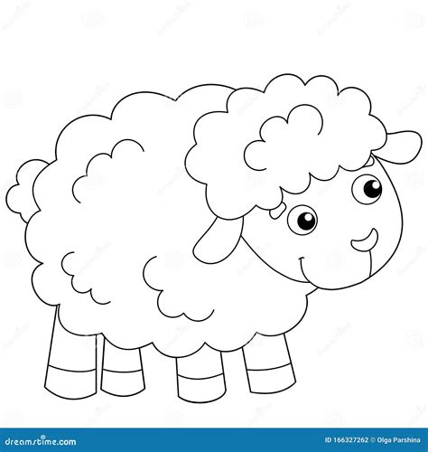 Coloring Page Outline of Cartoon Sheep or Lamb. Farm Animals Stock Vector - Illustration of ...