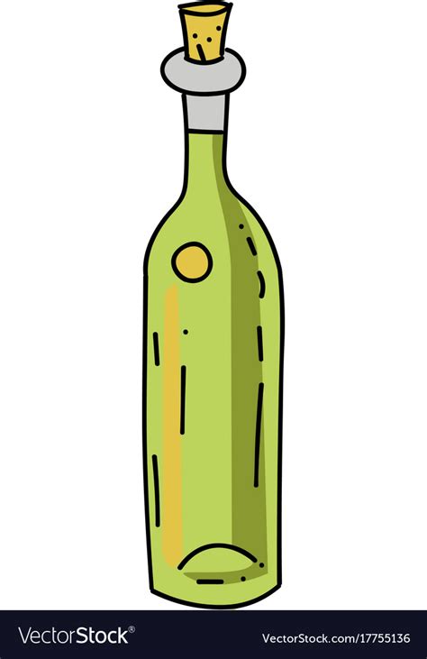 Bottle of olive oil cartoon hand drawn image Vector Image