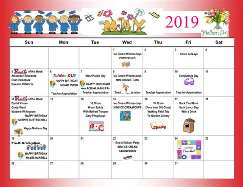 Monthly Event Calendar | Preschool at Trinity Lutheran Church