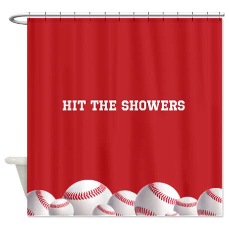 Red Baseball Shower Curtain on CafePress.com Baseball Bathroom, Sports Bathroom, Boys Bathroom ...