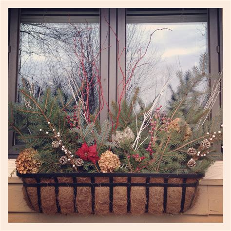 Winter window boxes #snow #winter #windowbox | Winter window boxes, Winter decor, Window box