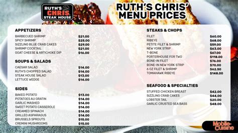 Ruth's Chris Menu Prices + Free Appetizer (2024)