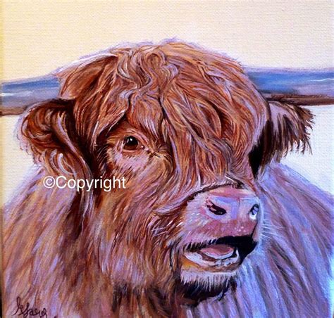 Scottish Highland Cow painting - original art by Margaret James | Highland cow painting, Cow ...