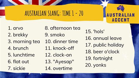 Australian Slang Words You Need To Know: Time (1 to 20) - YouTube