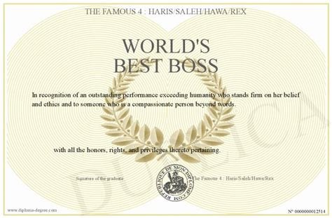 √ 20 Worlds Best Boss Certificate ™ | Dannybarrantes Template