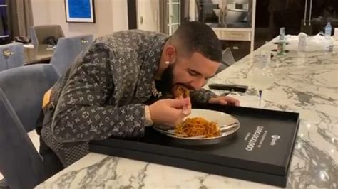 Drake Eats Pasta Out Of Spotify Plaque For A Billion Streams