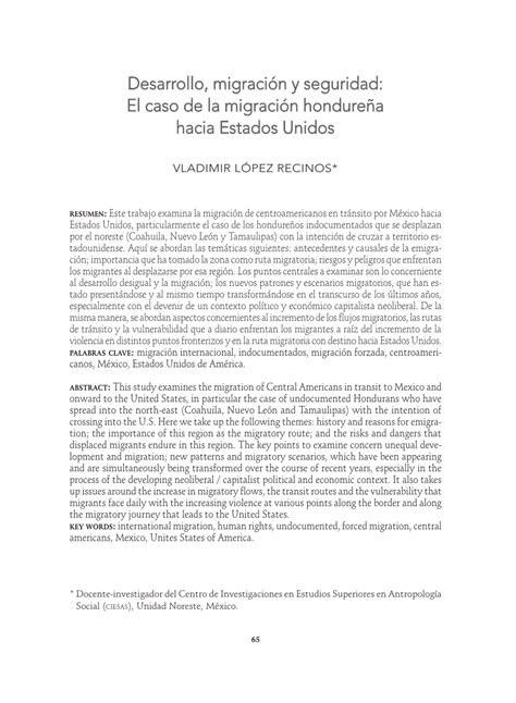 (PDF) Desarrollo, migración y seguridad: El caso de la migración hondureña hacia Estados Unidos