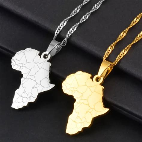 AFRICAN COUNTRY PENDANT Africa Continent Map Necklace Chain Gold Afro Women Men $8.89 - PicClick