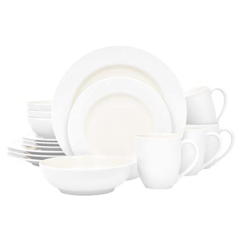 Noritake Colorwave White 16-Piece Rim (White) Stoneware Dinnerware Set, Service For 4 8090-B16X ...