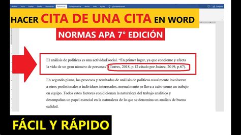 CÓMO HACER UNA CITA DE UNA CITA EN WORD PASO A PASO CON EJEMPLO | NORMAS APA 7ma. ED. - YouTube