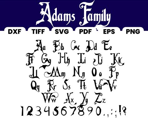 Addam's Family Font TTF Eps Png Pdf Dxf Svg - Etsy Nederland