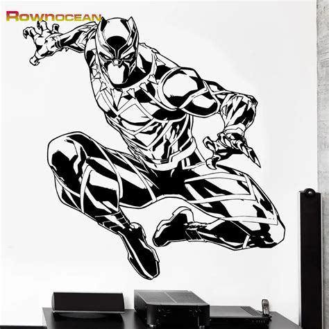 ROWNOCEAN The Avengers Black Panther Wall Stickers Home Decor Living ...