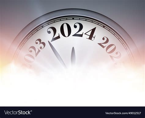 New year 2024 countdown clock on beautiful silver Vector Image