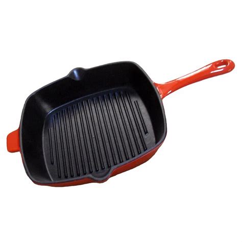 Enameled Non Stick Cast Iron Frying Pan With Ribbed,Cast Enamel Sarten ...