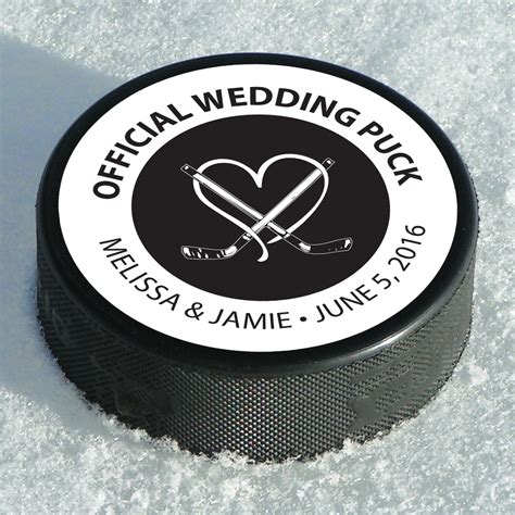 Hockey Puck Favor Label - Dot and Bow | Hockey wedding, Hockey wedding theme, Sports wedding