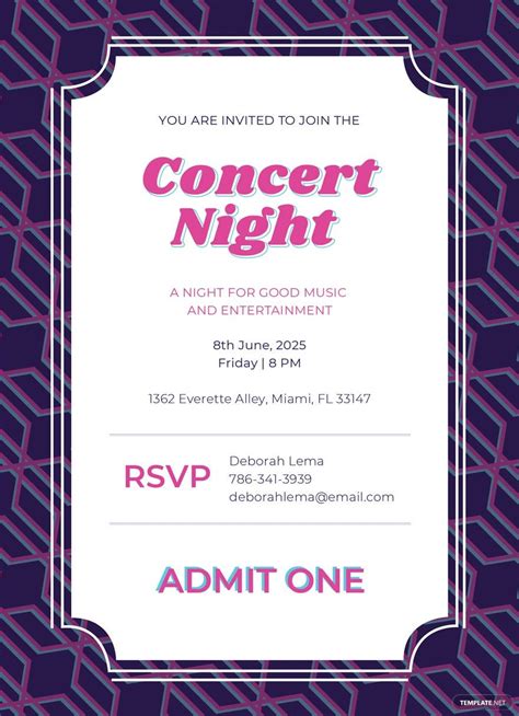 Concert Ticket Invitation Template in Illustrator, PSD, Publisher ...