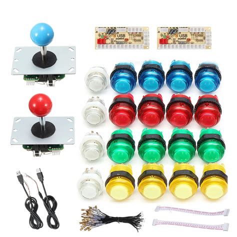 2 Players DIY Arcade Joystick Kits With 20 LED Arcade Buttons + 2 ...