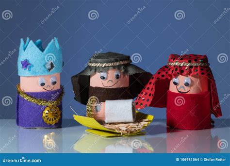 The Three Wise Men Made of Toilet Paper Roll by a Child Stock Photo - Image of magi, childhood ...