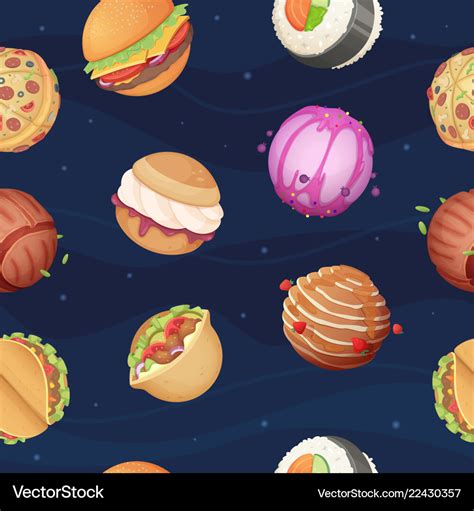 Food planets pattern fantastic space world with Vector Image