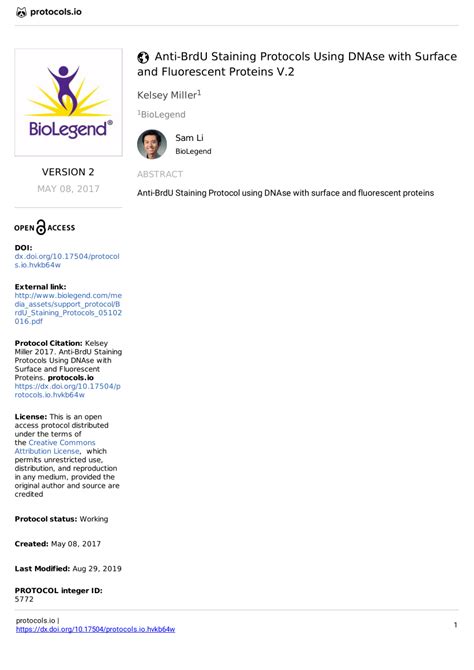 (PDF) Anti-BrdU Staining Protocols Using DNAse with Surface and ...