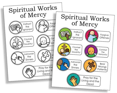 SPIRITUAL WORKS of MERCY Catholic Coloring Page Activity Catholic Church Bulletin Board Home ...